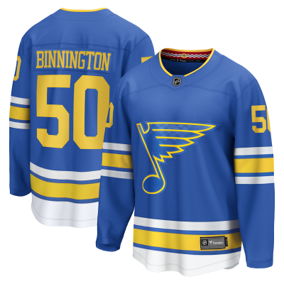 Джерси St. Louis Blues Jordan Binnington Fanatics Blue Home Breakaway