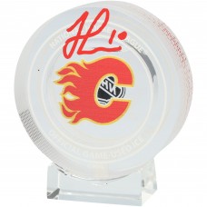 Jonathan Huberdeau Calgary Flames Autographed Fanatics Authentic Crystal Puck - Filled with Ice from the 2024-25 Season