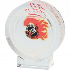 Jonathan Huberdeau Calgary Flames Autographed Fanatics Authentic Crystal Puck - Filled with Ice from the 2024-25 Season