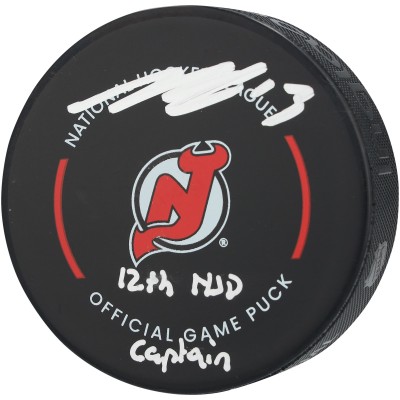 Nico Hischier New Jersey Devils Autographed Fanatics Authentic Official Game Puck with 12th NJD Captain Inscription