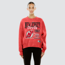 Женская свитшот New Jersey Devils New Era Red Throwback Mineral Wash French Terry Crew