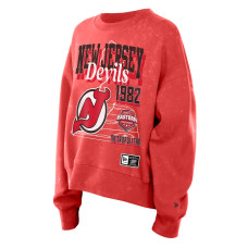 Женская свитшот New Jersey Devils New Era Red Throwback Mineral Wash French Terry Crew