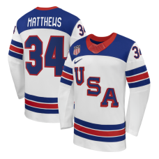 USA Hockey Auston Matthews Nike White 2026 Away Replica Jersey