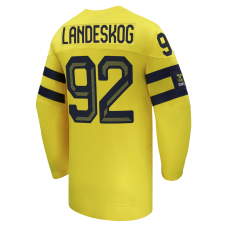 Sweden Hockey Gabriel Landeskog Nike Yellow 2026 Away Replica Jersey