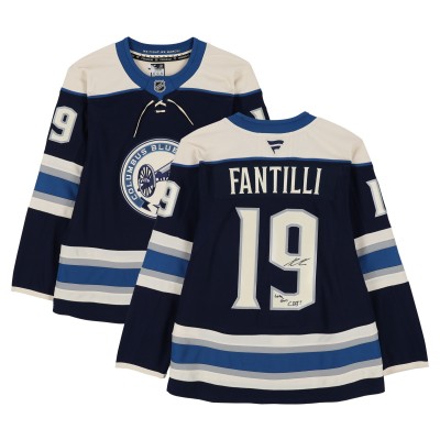 Adam Fantilli Columbus Blue Jackets Autographed Fanatics Authentic Navy Alternate Fanatics Premium Jersey with Lets Go CBJ! Inscription