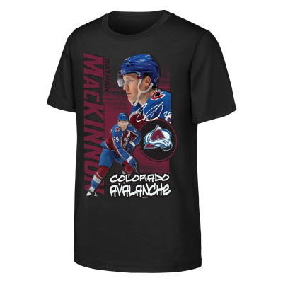 Подростковая Colorado Avalanche Nathan MacKinnon Outerstuff Black Playmaker T-Shirt