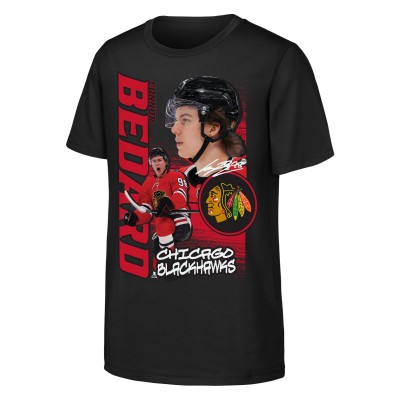 Подростковая Chicago Blackhawks Connor Bedard Outerstuff Black Playmaker T-Shirt