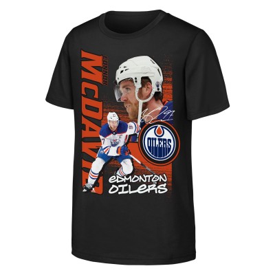 Подростковая Edmonton Oilers Connor McDavid Outerstuff Black Playmaker T-Shirt