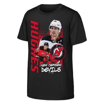 Подростковая New Jersey Devils Jack Hughes Outerstuff Black Playmaker T-Shirt