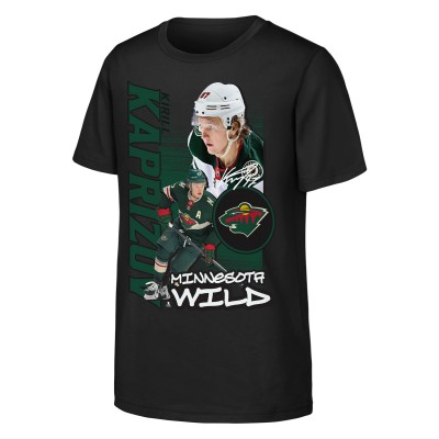Подростковая Minnesota Wild Kirill Kaprizov Outerstuff Black Playmaker T-Shirt