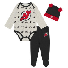 Джерси для малыша New Devils Outerstuff Heathered Bone Huddles and Giggles Three-Piece Set Джерси для малыша New Devils Outerstuff Heathered Bone Huddles and Giggles Three-Piece Set