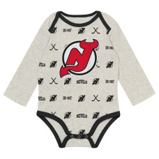 Джерси для малыша New Devils Outerstuff Heathered Bone Huddles and Giggles Three-Piece Set Джерси для малыша New Devils Outerstuff Heathered Bone Huddles and Giggles Three-Piece Set
