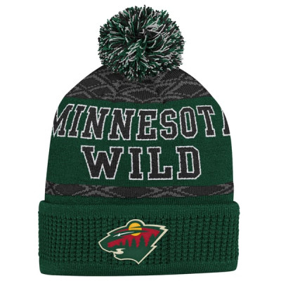 Шапка с помпоном Minnesota Wild Green Puck Cuffed