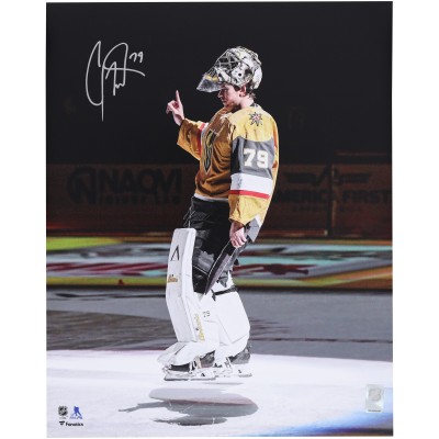 Carter Hart Vegas Golden Knights Autographed Fanatics Authentic 16 x 20 Vegas Debut Crowd Salute Photograph