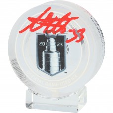 Adin Hill Vegas Golden Knights Autographed Fanatics Authentic 2023 Stanley Cup Champions Crystal Puck - Filled with Ice from the 2023 Stanley Cup Final