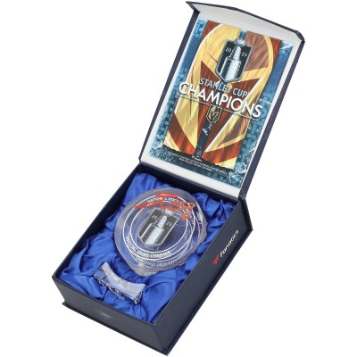 Jack Eichel Vegas Golden Knights Autographed Fanatics Authentic 2023 Stanley Cup Champions Crystal Puck - Filled with Ice from the 2023 Stanley Cup Final