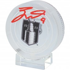 Jack Eichel Vegas Golden Knights Autographed Fanatics Authentic 2023 Stanley Cup Champions Crystal Puck - Filled with Ice from the 2023 Stanley Cup Final