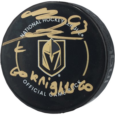 Mitch Marner Vegas Golden Knights Autographed Fanatics Authentic Official Game Puck with Go Knights Go Inscription