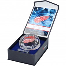 Lucas Raymond Detroit Red Wings Autographed Fanatics Authentic Crystal Puck - Filled with Ice from the 2024-25 Season