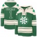 Boston Bruins Jeremy Swayman 47 Kelly Green St. Patricks Day Player Name & Number Lacer Pullover Hoodie