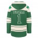 Boston Bruins Jeremy Swayman 47 Kelly Green St. Patricks Day Player Name & Number Lacer Pullover Hoodie