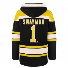 Boston Bruins Jeremy Swayman 47 Black Player Name & Number Lacer Hoodie