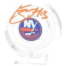 Mathew Barzal New York Islanders Autographed Fanatics Authentic Crystal Puck - Filled with Ice from the 2024-25 Season