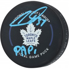 Auston Matthews Toronto Maple Leafs Autographed Fanatics Authentic Official Game Puck with Papi Inscription