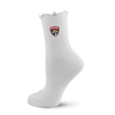 Женские носки Florida Panthers PRO Compression White Logo Lettuce Hem Quarter