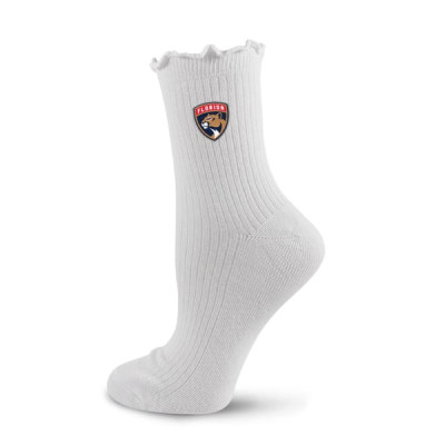 Женские носки Florida Panthers PRO Compression White Logo Lettuce Hem Quarter
