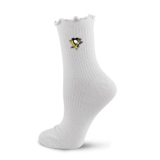 Женские носки Pittsburgh Penguins PRO Compression White Logo Lettuce Hem Quarter