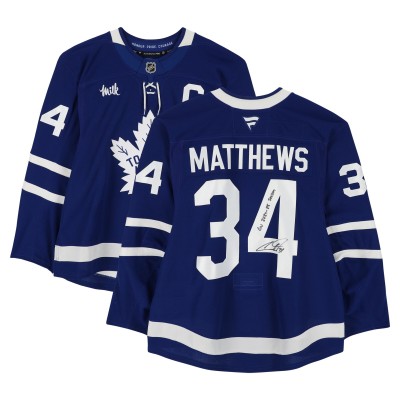 Auston Matthews Toronto Maple Leafs Autographed Fanatics Authentic Game-Used #34 Blue Jersey from the 2024-25 NHL Season with GU 2024-25 Season Inscription - NF70452344