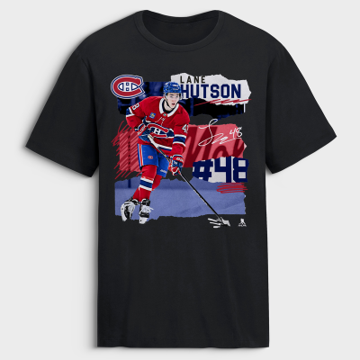Montreal Canadiens Lane Hutson Black Fresh Ice T-Shirt