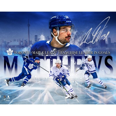 Auston Matthews Toronto Maple Leafs Autographed Fanatics Authentic 16 x 20 Franchise Goal Leader Stylized Photograph