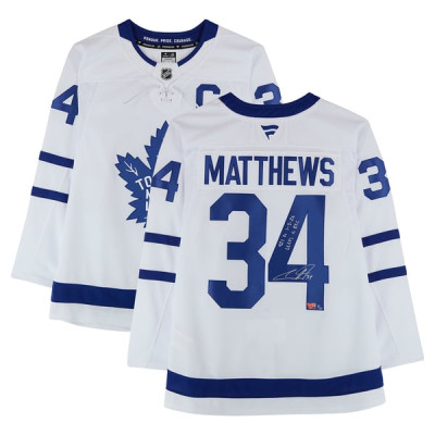 Джерси с автографом Auston Matthews Toronto Maple Leafs Fanatics Authentic White Fanatics Premium with Multiple Inscriptions - Limited Edition of 25