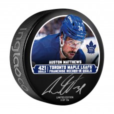 Auston Matthews Toronto Maple Leafs Autographed Fanatics Authentic Franchise Goal Leader Hockey Puck - Limited Edition of 134