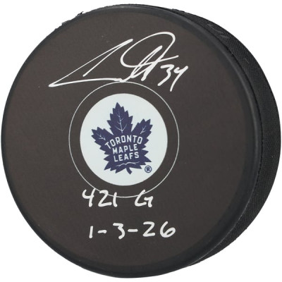 Шайба Auston Matthews Toronto Maple Leafs Autographed Fanatics Authentic with "421G 1-3-26" Inscription
