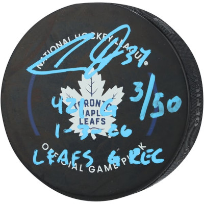 Шайба Auston Matthews Toronto Maple Leafs Autographed Fanatics Authentic with Multiple Inscriptions - Limited Edition of 50