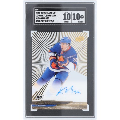 Kyle MacLean New York Islanders Autographed 2024-25 Upper Deck Clear Cut Gold Outburst #CC-KM #1/1 SGC Authenticated 10/10 Rookie Card