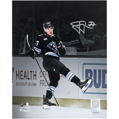JJ Peterka Utah Mammoth Autographed Fanatics Authentic 8 x 10 Black Jersey Celebration Spotlight Photograph