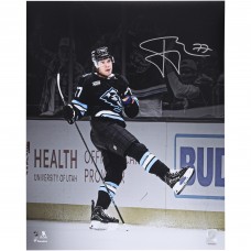 JJ Peterka Utah Mammoth Autographed Fanatics Authentic 16 x 20 Black Jersey Celebration Spotlight Photograph