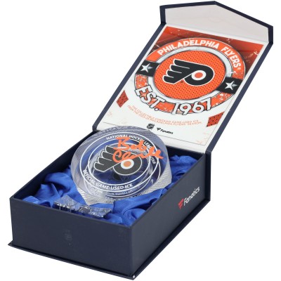 Bobby Clarke Philadelphia Flyers Autographed Fanatics Authentic Crystal Puck - Filled with Ice from a Philadelphia Flyers Game During the 2023-24 Season