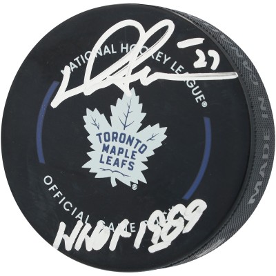 Darryl Sittler Toronto Maple Leafs Autographed Fanatics Authentic Official Game Puck with HHOF 1989 Inscription