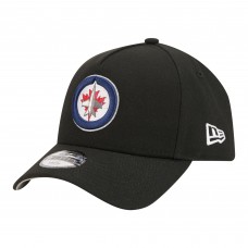 Подростковая Winnipeg Jets New Era Black 9FORTY A-Frame Adjustable Hat