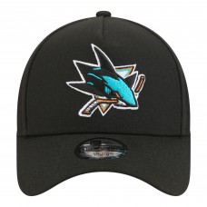 Подростковая San Jose Sharks New Era Black 9FORTY A-Frame Adjustable Hat