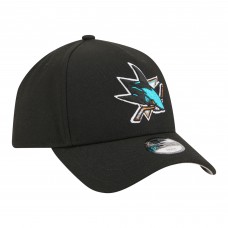 Подростковая San Jose Sharks New Era Black 9FORTY A-Frame Adjustable Hat
