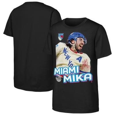 Подростковая New York Rangers Mika Zibanejad Outerstuff Black Miami Mika T-Shirt