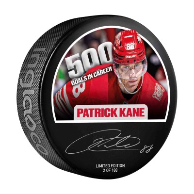 Patrick Kane Detroit Red Wings Autographed Fanatics Authentic 500th NHL Goal Hockey Puck - Limited Edition of 188