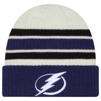 Tampa Bay Lightning New Era Cream/Blue Vintage Cuffed Knit Hat