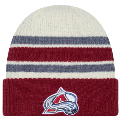 Colorado Avalanche New Era Cream/Burgundy Vintage Cuffed Knit Hat
